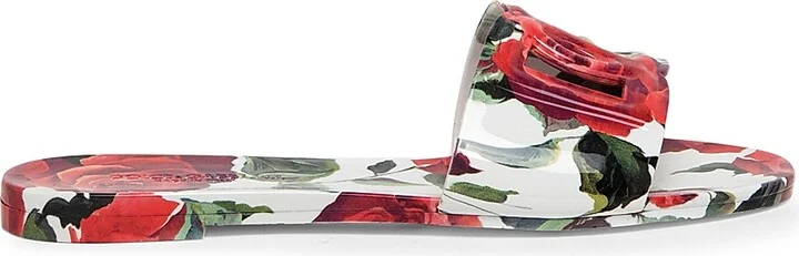 Women's Beachwear Floral Slide Sandals - Red Multi - Size 6