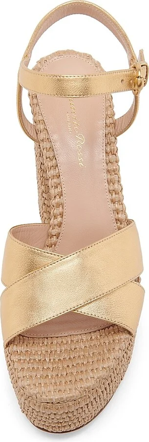 Women's Bebe Leather & Raffia Platform Sandals - Mekong Naturale - Size 5 - Image 4