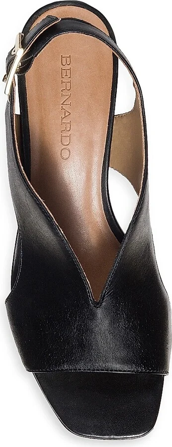 Women's Bedford Leather Mid Heel Sandals - Black - Size 6 - Image 3