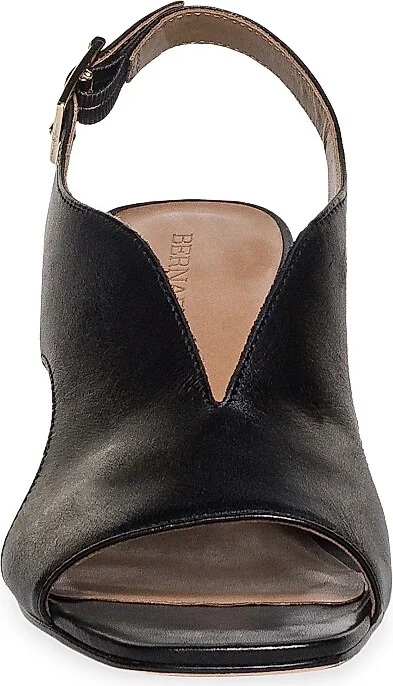 Women's Bedford Leather Mid Heel Sandals - Black - Size 6 - Image 4