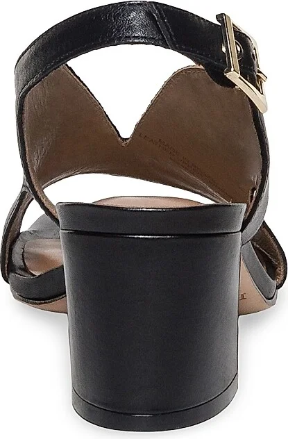 Women's Bedford Leather Mid Heel Sandals - Black - Size 6 - Image 5