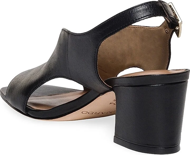 Women's Bedford Leather Mid Heel Sandals - Black - Size 6 - Image 6