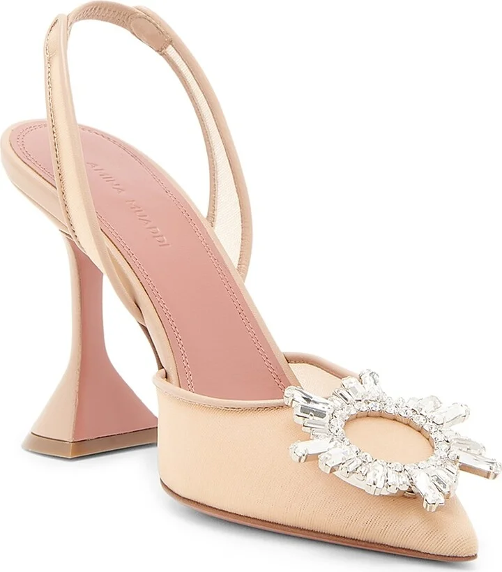 Women's Begum 90MM Crystal-Embellished Mesh Slingback Pumps - Mesh Beige - Size 6.5 - Image 2