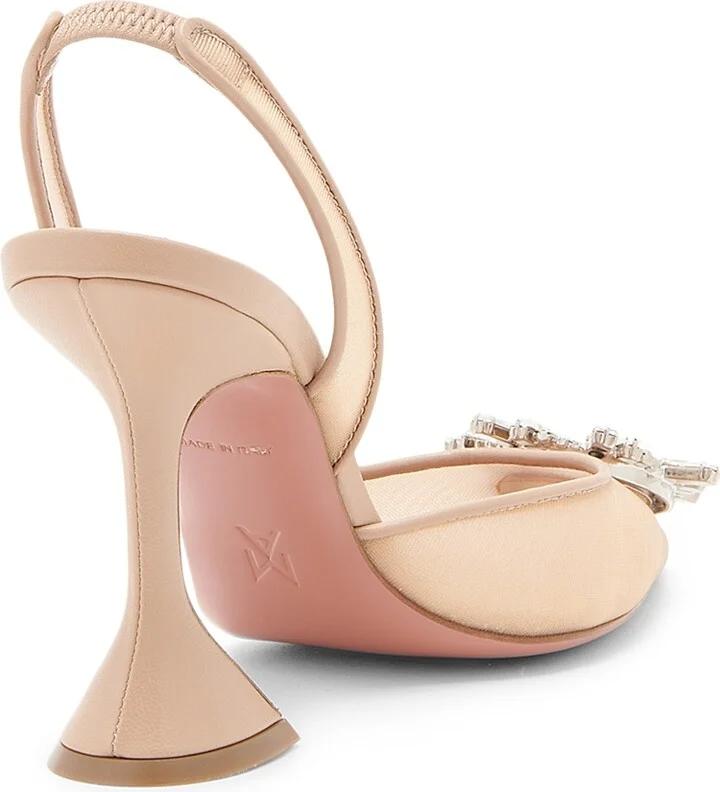 Women's Begum 90MM Crystal-Embellished Mesh Slingback Pumps - Mesh Beige - Size 6.5 - Image 3