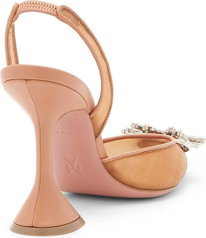 Women's Begum 90MM Crystal-Embellished Mesh Slingback Pumps - Mesh Beige - Size 6.5 - Image 7
