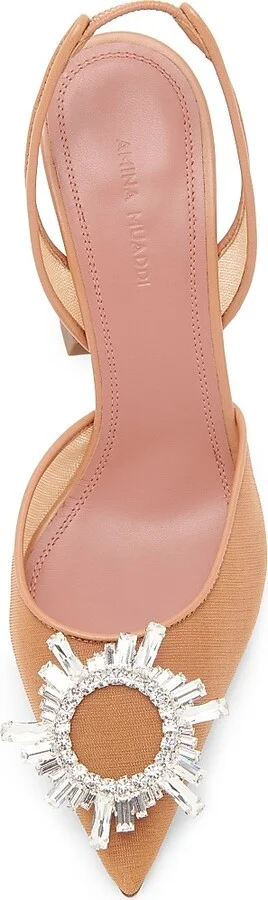 Women's Begum 90MM Crystal-Embellished Mesh Slingback Pumps - Mesh Beige - Size 6.5 - Image 8