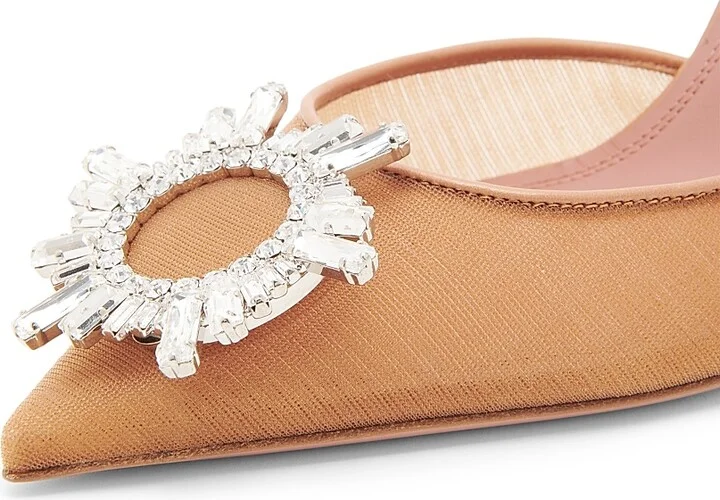Women's Begum 90MM Crystal-Embellished Mesh Slingback Pumps - Mesh Beige - Size 6.5 - Image 9