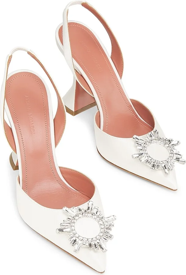 Women's Begum 95MM Satin Slingback Pumps - Satin White - Size 7 - Image 4