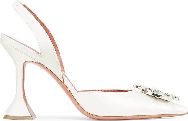 Women's Begum 95MM Satin Slingback Pumps - Satin White - Size 7