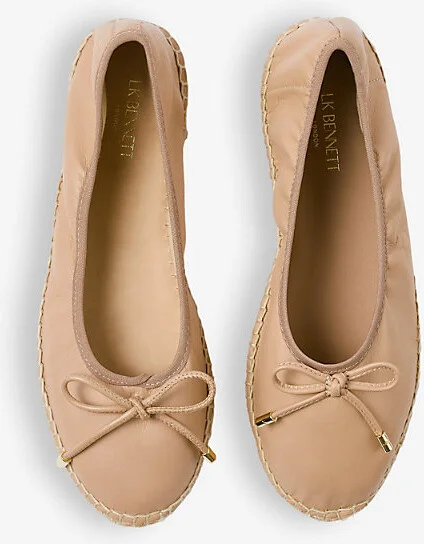 Womens Bei-Trench Taleena Bow-Embellished Espadrille Leather Ballet Flats Eur 39 / 6 Uk Women - Image 2