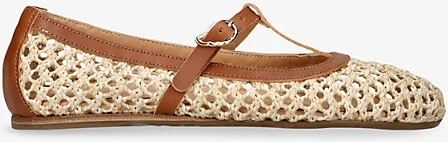 Womens Beige Aerati Raffia and Leather Ballet Flats Eur 38/5 Uk Women