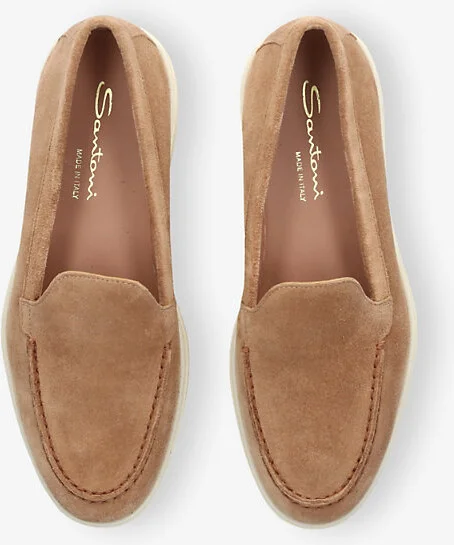 Womens Beige Almond-Toe Suede Loafers Eur 38/5 Uk Women - Image 2
