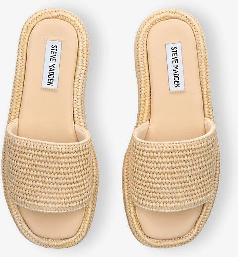 Womens Beige Beachy Raffia Platform Slides Eur 38/5 Uk Women - Image 2
