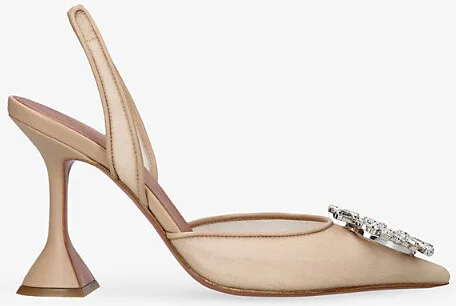 Womens Beige Begum 95 Mesh Slingback Heeled Courts Eur 38.5 / 5.5 Uk Women