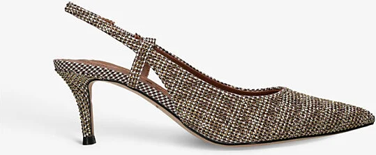 Womens Beige Belgravia Sling-Back Woven Heeled Courts Eur 38/5 Uk Women