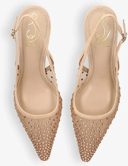 Womens Beige Bianka Rhinestone-Embellished Mesh Slingback Courts Eur 39.5 / 6.5 Uk Women - Image 2