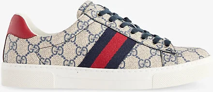 Womens Beige Blue Ace Supreme Canvas Low-Top Trainers Eur 35 / 2 Uk Women