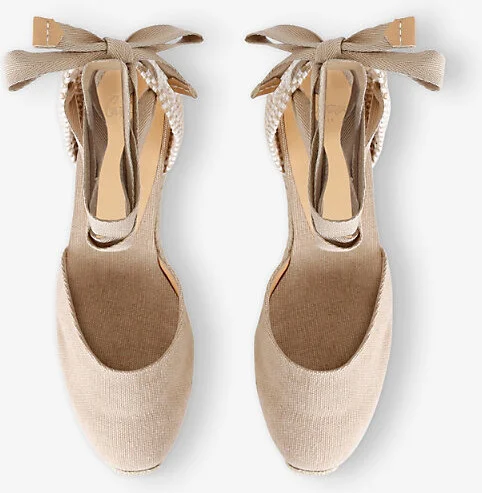 Womens Beige Carina Cotton Wedge Espadrilles Eur 39 / 6 Uk Women - Image 2