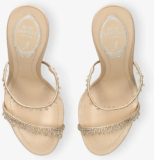 Womens Beige Chandelier 105 Crystal-Embellished Satin Heeled Mules Eur 37.5 / 4.5 Uk Women - Image 2