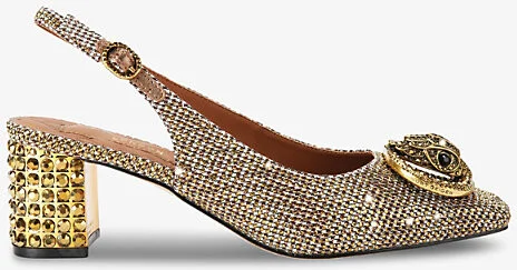 Womens Beige Chelsea Block-Heel Woven Slingbacks Eur 39 / 6 Uk Women