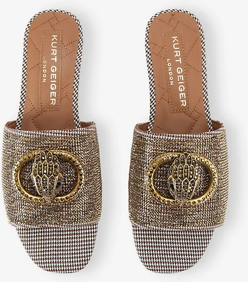 Womens Beige Chelsea Rhinestone-Embellished Woven Sandals Eur 38/5 Uk Women - Image 2