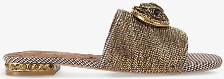 Womens Beige Chelsea Rhinestone-Embellished Woven Sandals Eur 38/5 Uk Women
