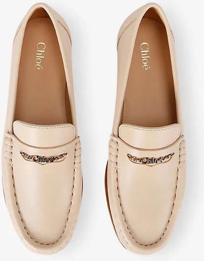 Womens Beige Chloé Leather Loafers Eur 37.5 / 4.5 Uk Women - Image 2