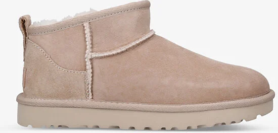 Womens Beige Classic Ultra Mini Sheepskin Boots Eur 37 / 4 Uk Women