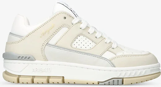 Womens Beige Comb Area Leather and Recycled Polyester Low-Top Trainers Eur 41 / 8 Uk Women