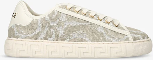 Womens Beige Comb Baroque Graphic-Pattern Canvas Low-Top Trainers Eur 38/5 Uk Women