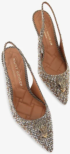 Womens Beige Comb Belgravia High Slingback Crystal-Embellished Heeled Courts Eur 42/ 9 Uk Women - Image 2