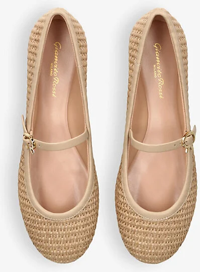 Womens Beige Comb Carla Ribbon-Buckle Raffia Flats Eur 40 / 7 Uk Women - Image 2