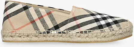 Womens Beige Comb Check Mews Linen Espadrilles​ Eur 38/5 Uk Women