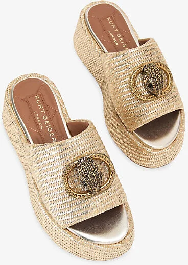 Womens Beige Comb Chelsea Logo-Plaque Woven Platform Mules Eur 41 / 8 Uk Women - Image 2