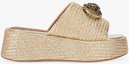 Womens Beige Comb Chelsea Logo-Plaque Woven Platform Mules Eur 41 / 8 Uk Women