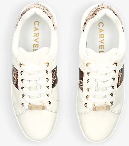 Womens Beige Comb Connected Leather Flatform Trainers Eur 37 / 4 Uk Women - Image 2