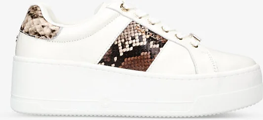 Womens Beige Comb Connected Leather Flatform Trainers Eur 37 / 4 Uk Women