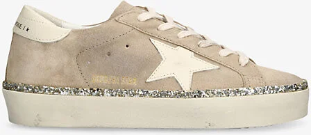 Womens Beige Comb Hi Star 15711 Glitter-Embellished Suede Low-Top Trainers Eur 36 / 3 Uk Women