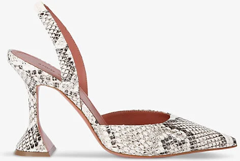Womens Beige Comb Holli 95 Leather Slingback Heels Eur 37 / 4 Uk Women
