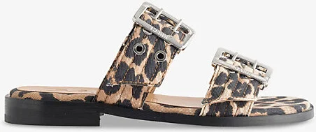Womens Beige Comb Leopard Feminine Denim Sandals Eur 37 / 4 Uk Women