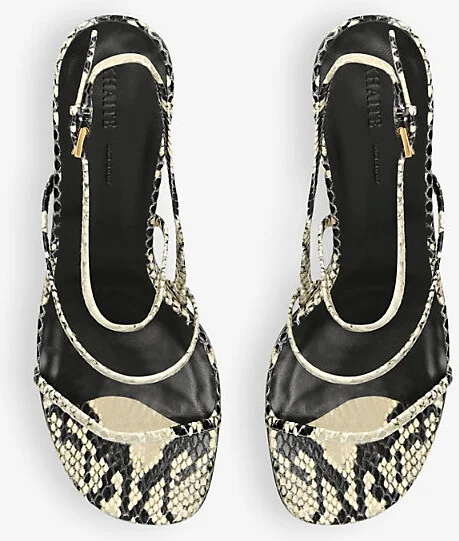 Womens Beige Comb Loop Snake-Print Leather Heeled Sandals Eur 40 / 7 Uk Women - Image 2