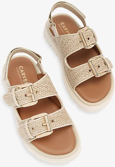 Womens Beige Comb Pavilion T-Bar Woven Sandals Eur 36 / 3 Uk Women - Image 2