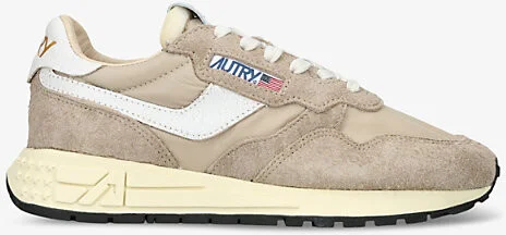 Womens Beige Comb Reelwind Panelled Suede and Leather Low-Top Trainers Eur 40 / 7 Uk Women
