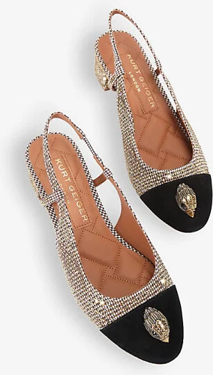 Womens Beige Comb Sloane Crystal-Embellished Woven Sling-Back Pumps Eur 40 / 7 Uk Women - Image 2