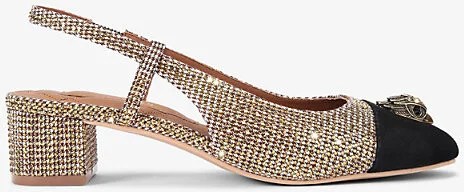Womens Beige Comb Sloane Crystal-Embellished Woven Sling-Back Pumps Eur 40 / 7 Uk Women