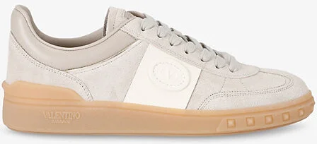 Womens Beige Comb Upvillage Branded Leather Low-Top Trainers Eur 41 / 8 Uk Women