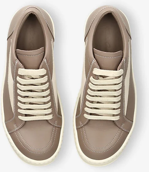 Womens Beige Comb Vintage Leather Low-Top Trainers Eur 37 / 4 Uk Women - Image 2