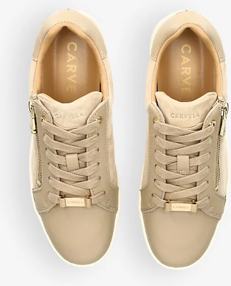 Womens Beige Connected Zip Leather Low-Top Trainers Eur 37 / 4 Uk Women - Image 2
