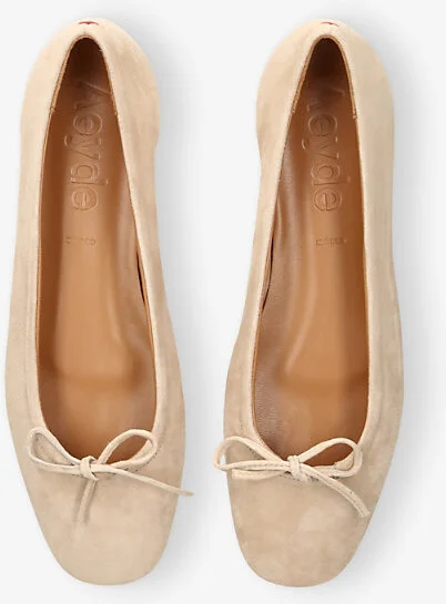 Womens Beige Delfina Suede Ballet Flats Eur 38.5 / 5.5 Uk Women - Image 2