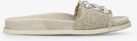 Womens Beige Dolomita Linen Slide Sandals Eur 38.5 / 5.5 Uk Women